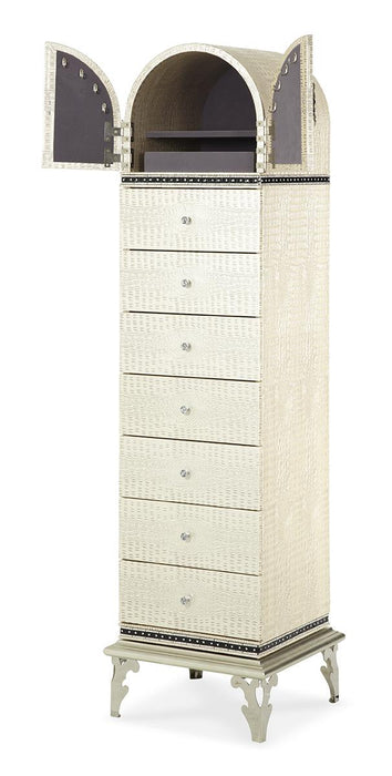 Hollywood Swank Upholstered Swivel Lingerie Chest in Crystal Croc