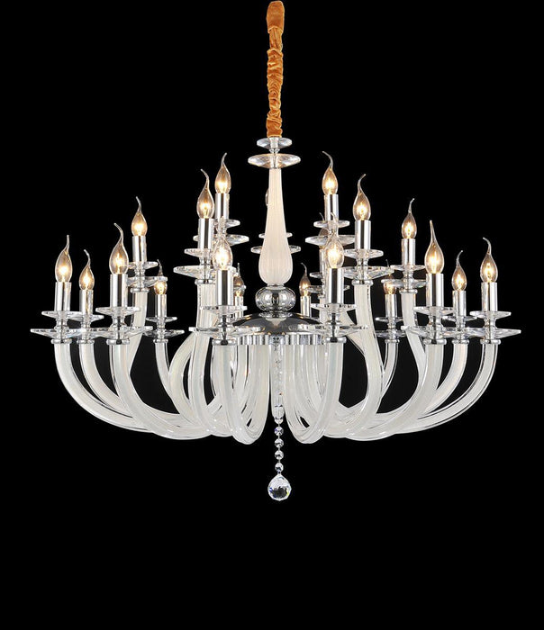 Lighting San Marco 21 Light Chandelier in Opalescent and Chrome