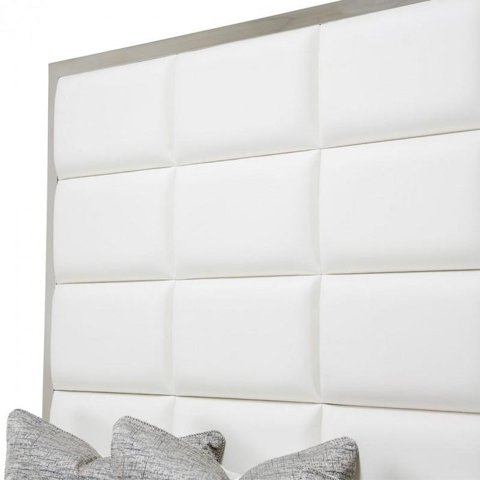 State St Queen Metal Panel Bed in Glossy White