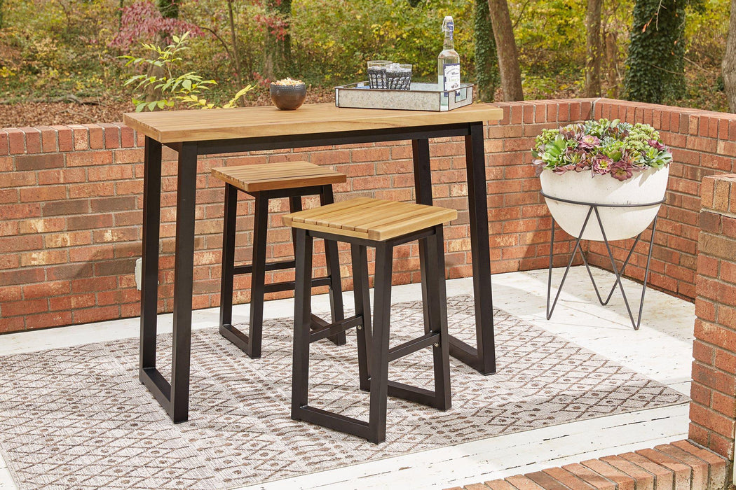 Town Wood Brown/Black Outdoor Counter Table Set (Set of 3)