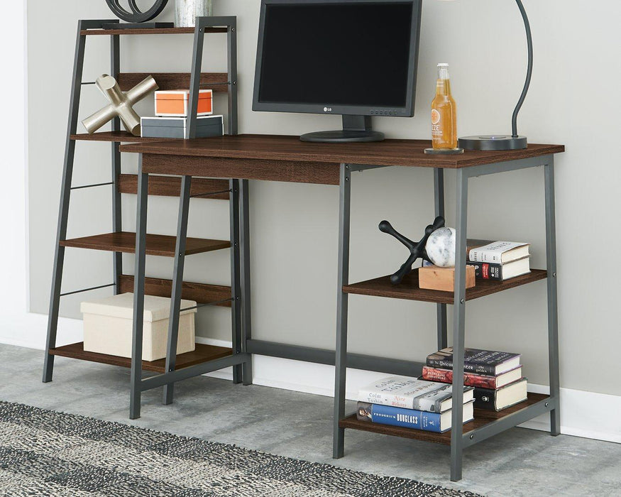 Soho Warm Brown/Gunmetal Home Office Desk with Shelf