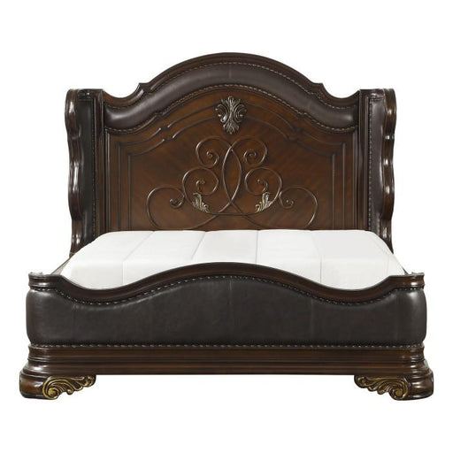 Homelegance Royal Highlands Queen Upholstered Panel Bed in Rich Cherry 1603-1 image
