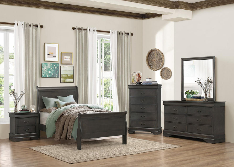 Homelegance Mayville Twin Sleigh Bed in Gray