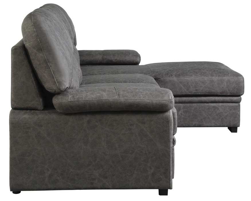 Homelegance Furniture Michigan Sectional with Pull Out Bed and Right Chaise in Dark Gray