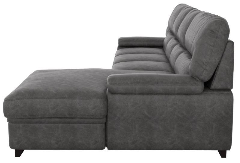 Homelegance Furniture Michigan Sectional with Pull Out Bed and Right Chaise in Dark Gray