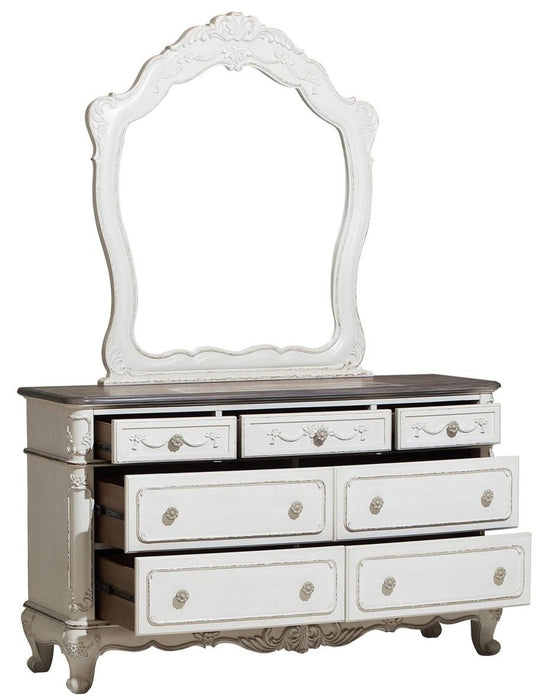 Homelegance Cinderella 7 Drawer Dresser in Antique White with Grey Rub-Through
