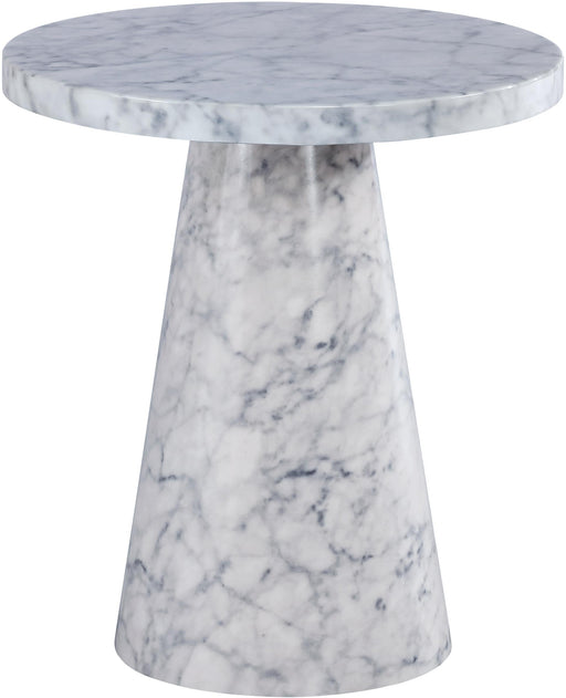 Omni White Faux Marble End Table image