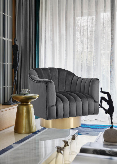 Farrah Grey Velvet Accent Chair