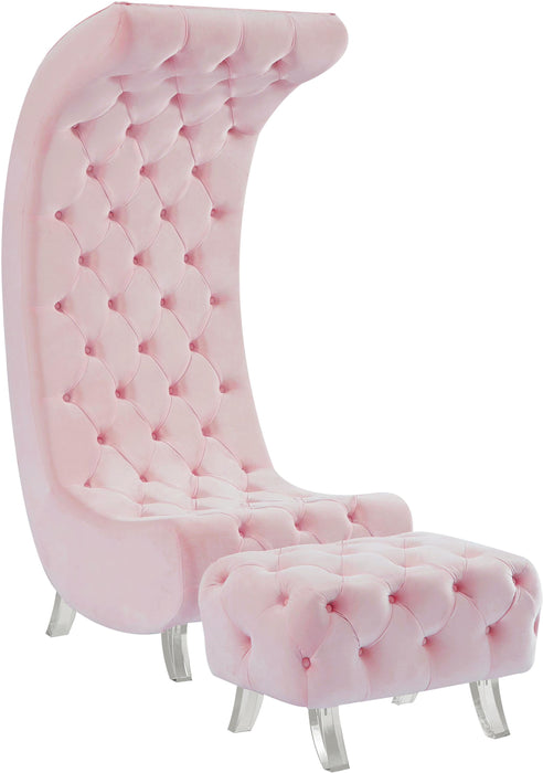 Crescent Pink Velvet Accent Chair