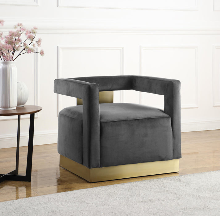 Armani Grey Velvet Accent Chair