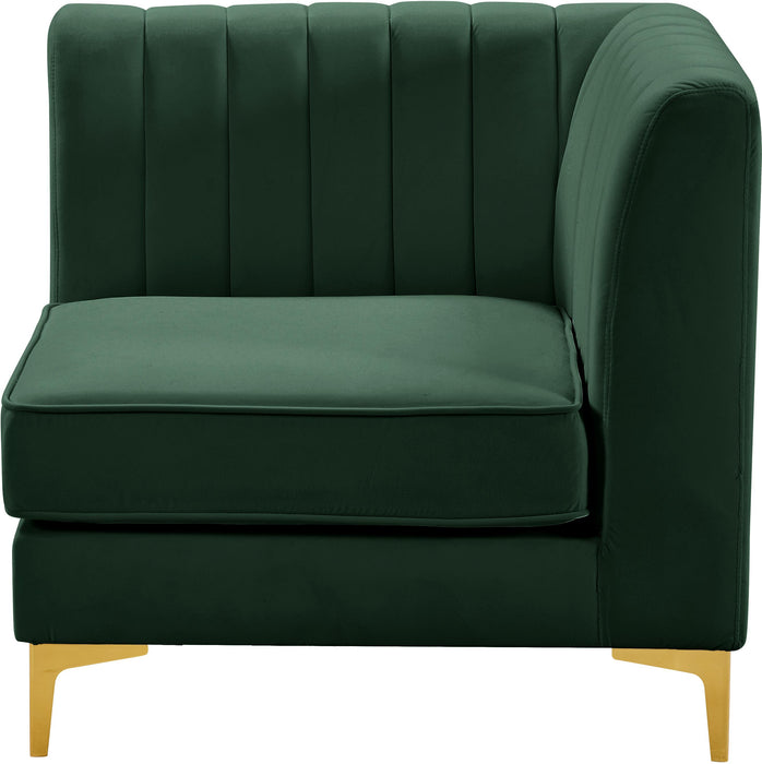 Alina Green Velvet Corner Chair