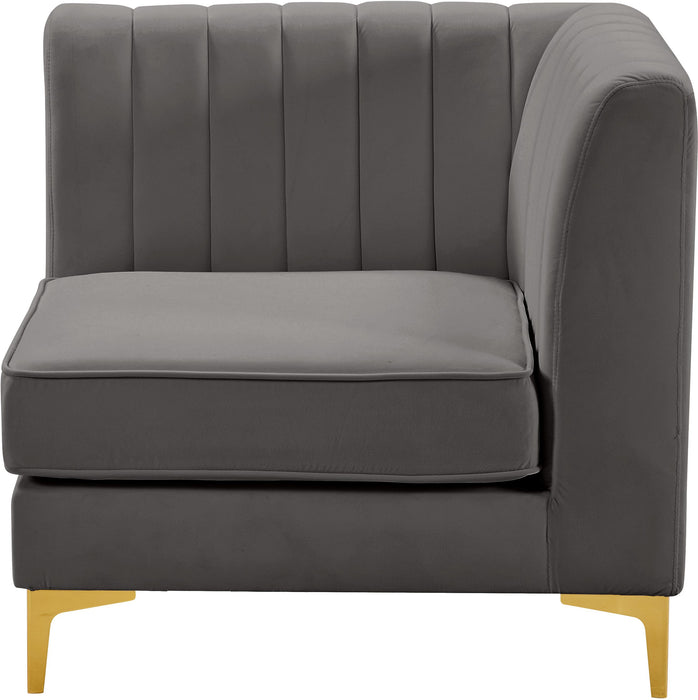 Alina Grey Velvet Corner Chair