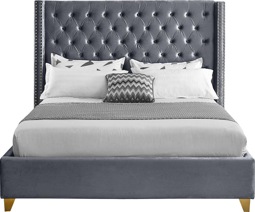 Barolo Grey Velvet Full Bed