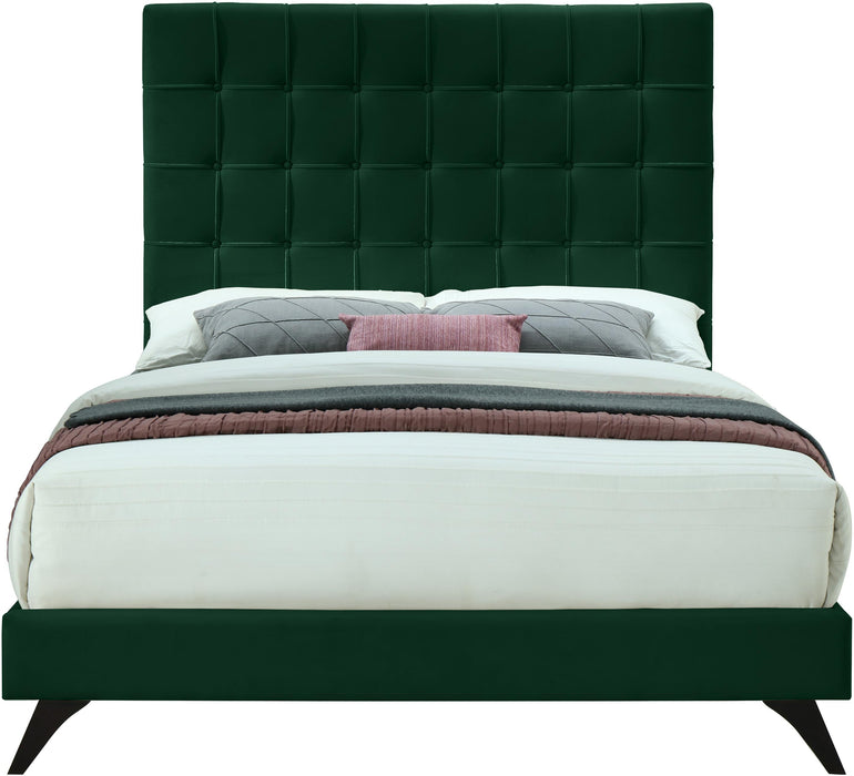 Elly Green Velvet King Bed