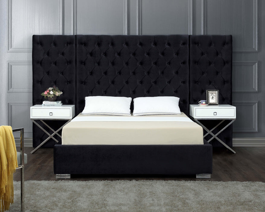 Grande Black Velvet King Bed (3 Boxes)