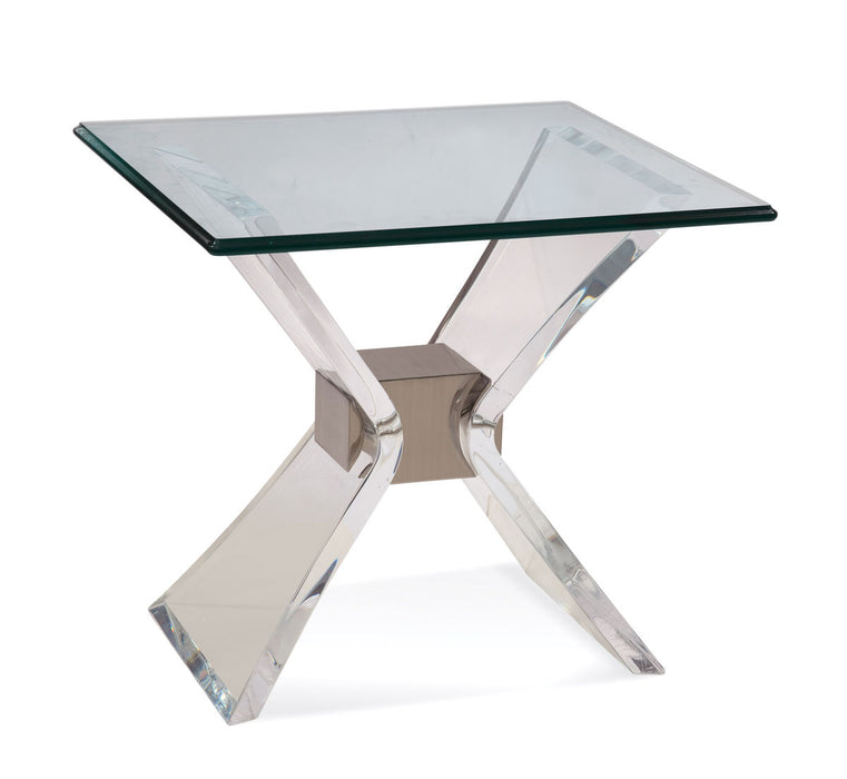 Bassett Mirror Company Hollywood Glam Silven Rectangular End Table in Acrylic/Brushed Nickel image