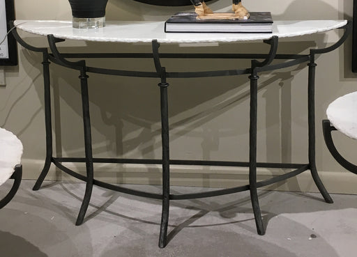 Bassett Mirror Inscape Demilune Console Table in Hammered Iron/marble image
