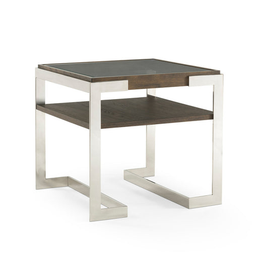 Bassett Mirror Walter Rectangular End Table in Polished Stainless/ Ash image
