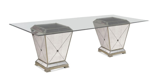 Bassett Mirror Company Hollywood Glam Borghese Pedestal Dining Table in Ant Mirr/Silver Leaf image