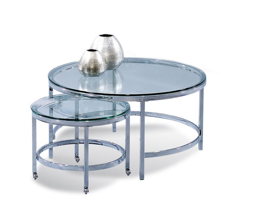 Bassett Mirror Company Thoroughly Modern Patinoire Round Cocktail Table in Polished Chrome image