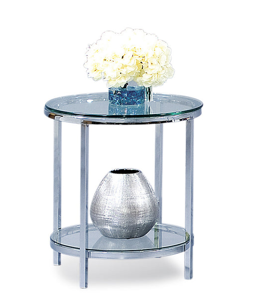 Bassett Mirror Company Thoroughly Modern Patinoire Round End Table in Polished Chrome image