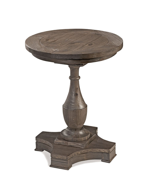 Bassett Mirror Company Belgian Luxe Hitchcock Round End Table in Smoked Barnwood image