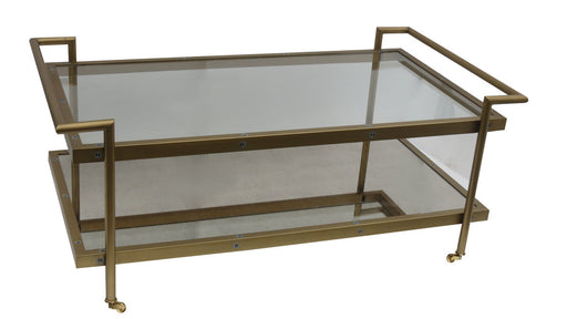 Bassett Mirror Company Thoroughly Modern Fouquet Rectangular Cocktail Table in Satin Brass image